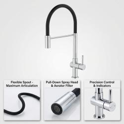 Aquanello Gastro Miscelatore da cucina con bocca flessibile cromato CR-4400-GT